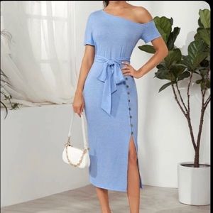 Sexy Asymmetrical belted dress